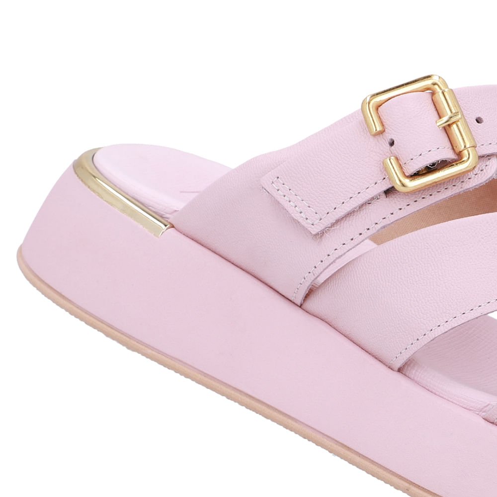Tamanco Couro Rosa Detalhe Fivela Rosa 4