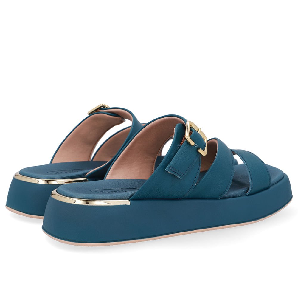 Tamanco Couro Azul Detalhe Fivela Azul 3