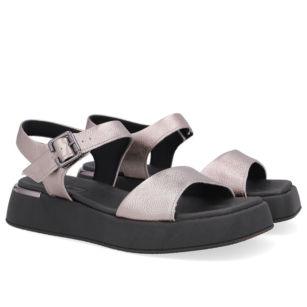 Sandália Couro Aço Detalhe Aço Aço 2