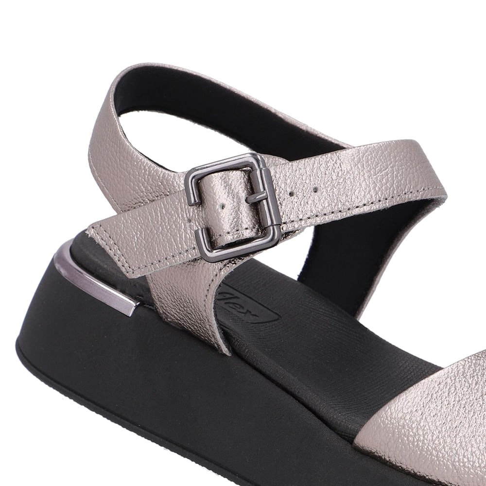 Sandália Couro Aço Detalhe Aço Aço 4