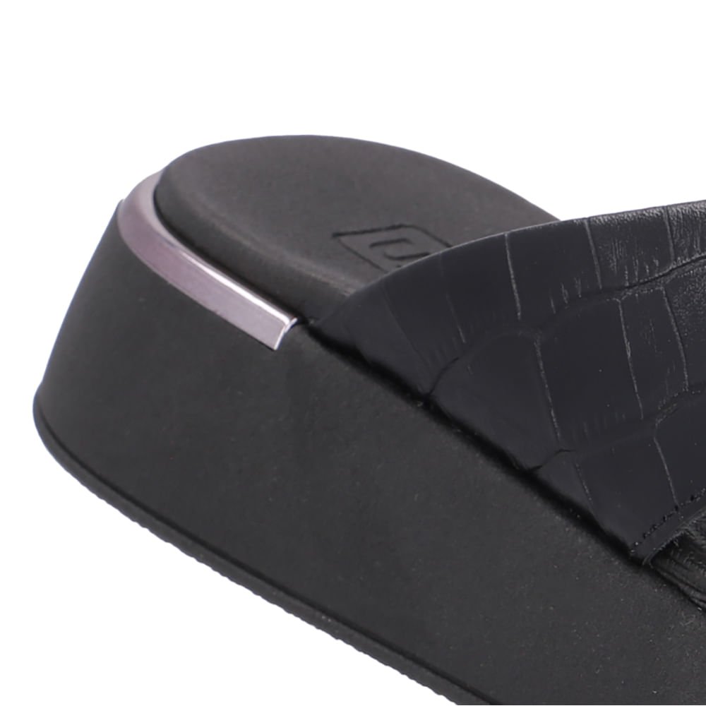 Tamanco Couro Croco Preto Tira Cruzada Preto 4