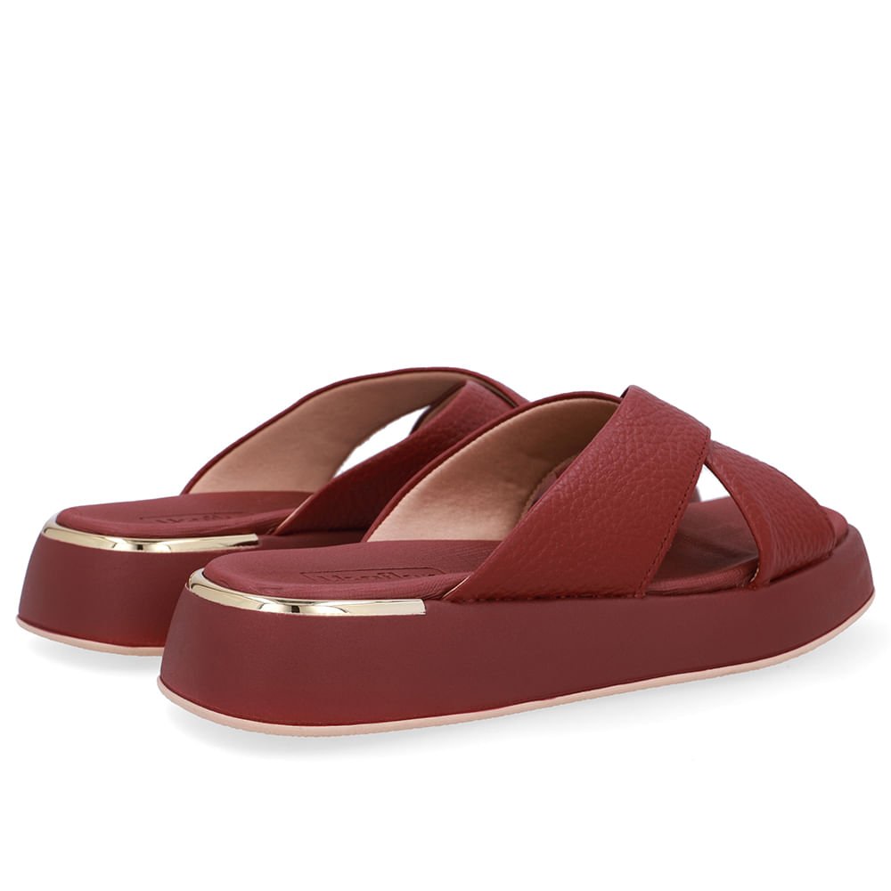 Tamanco Couro Vermelho Tira Cruzada Vermelho 3