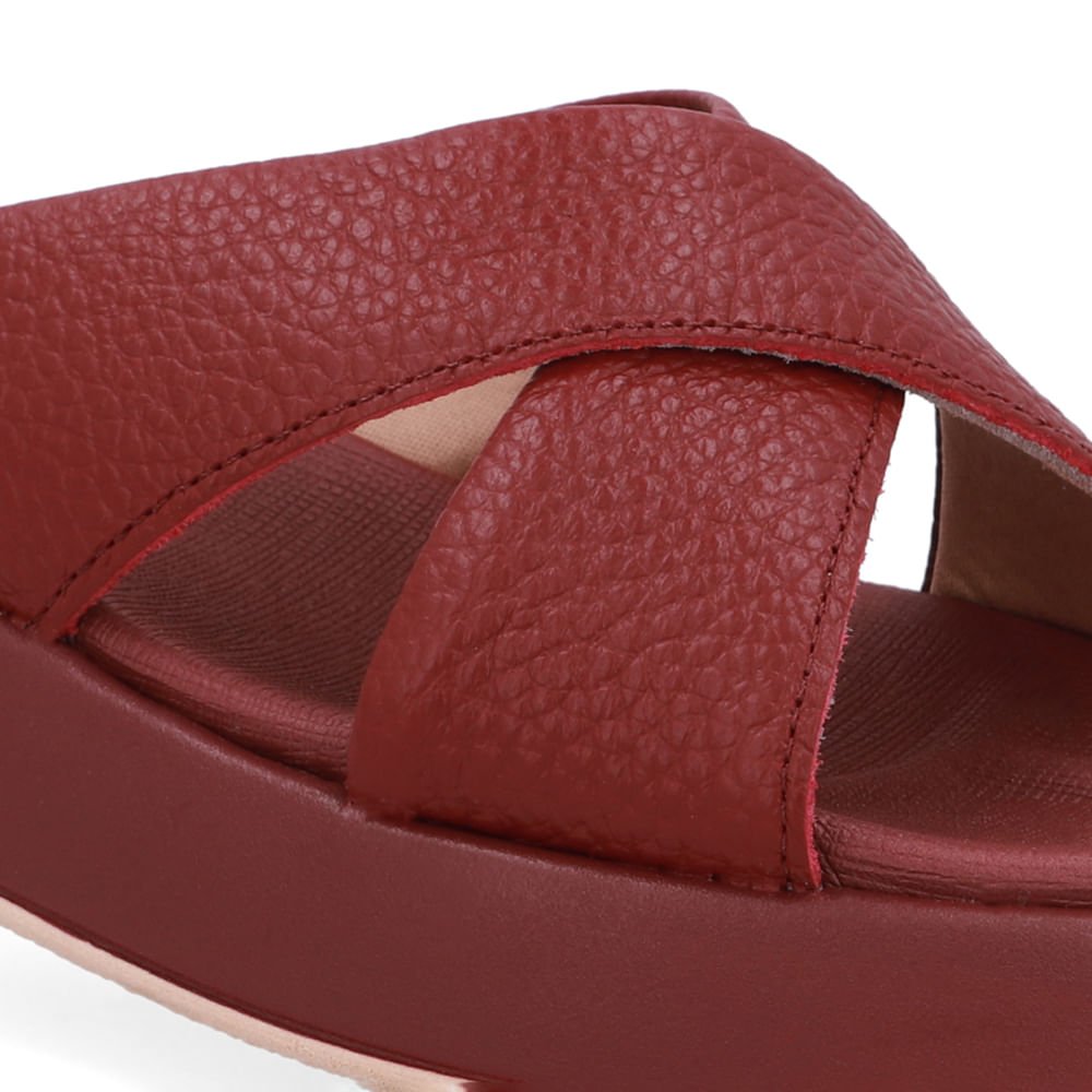 Tamanco Couro Vermelho Tira Cruzada Vermelho 4