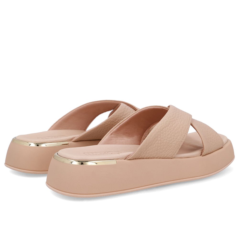 Tamanco Couro Bege Tira Cruzada Bege 3