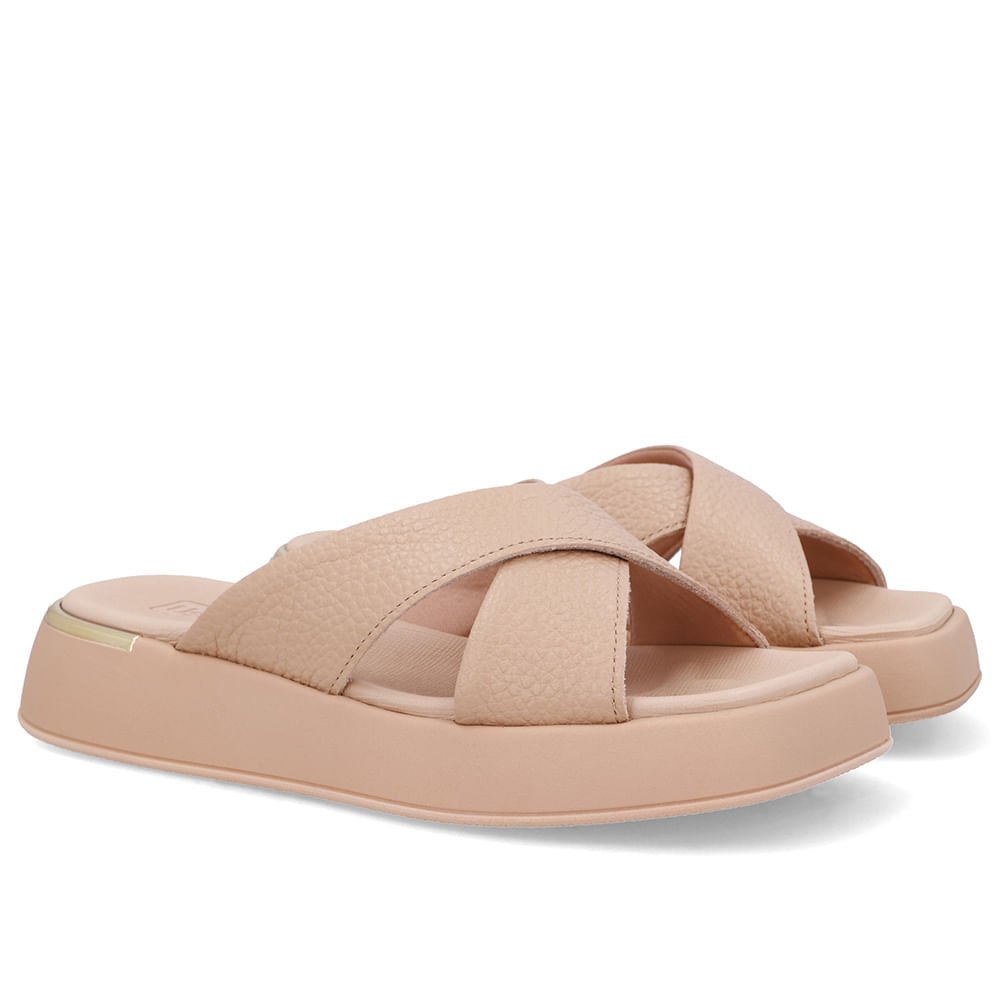 Tamanco Couro Bege Tira Cruzada Bege 2