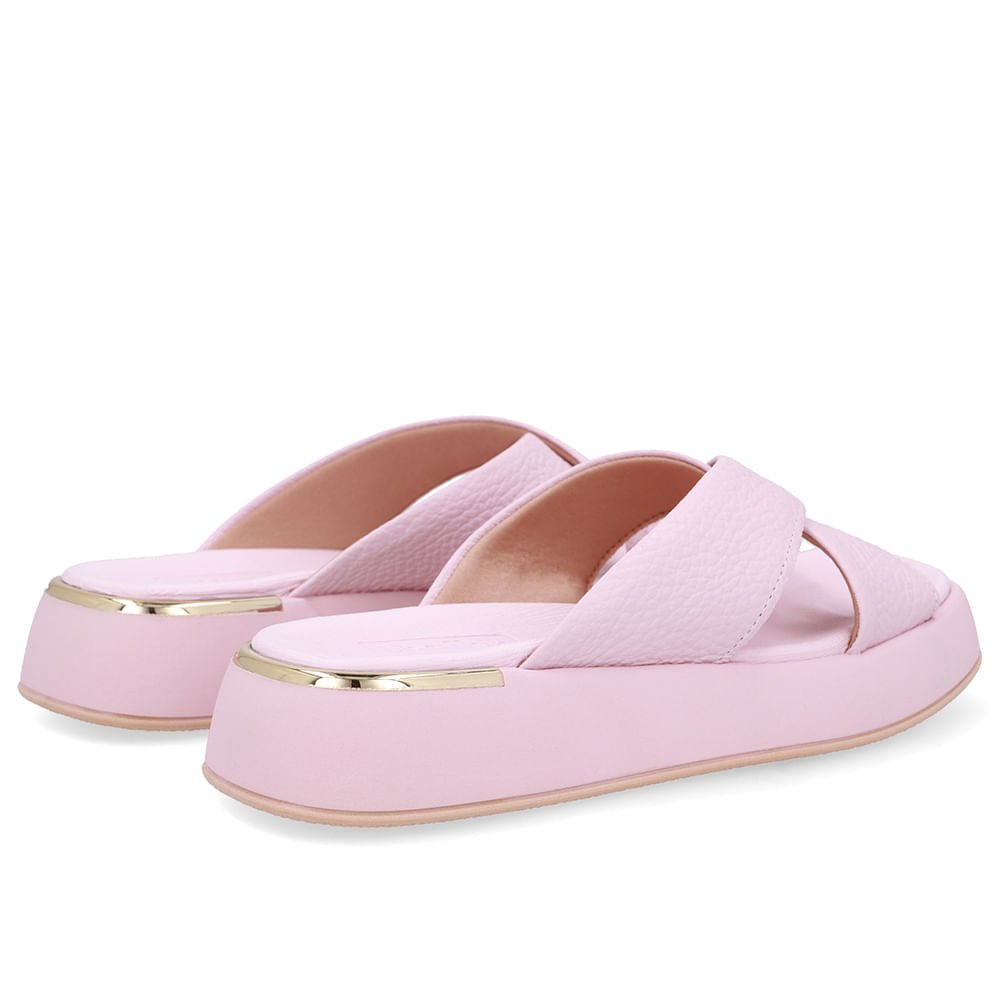 Tamanco Couro Rosa Tira Cruzada Rosa 3