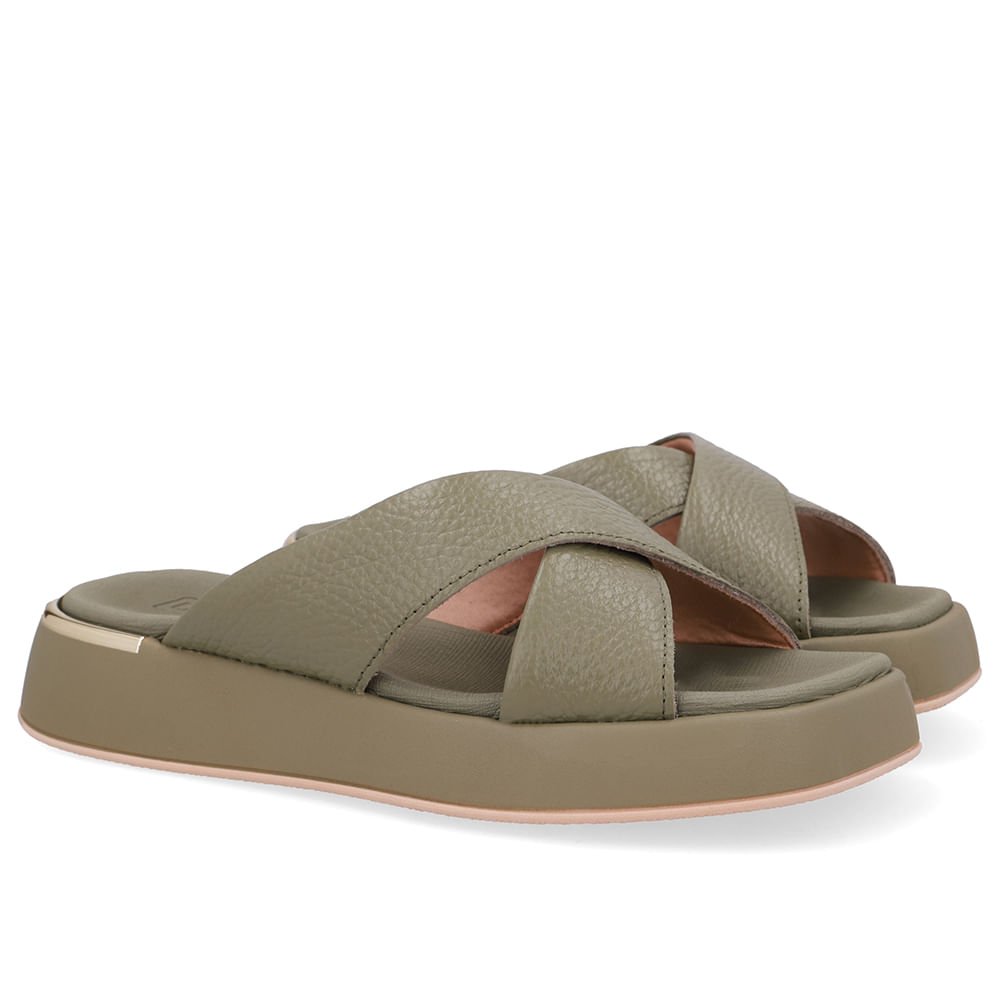 Tamanco Couro Verde Tira Cruzada Verde 2