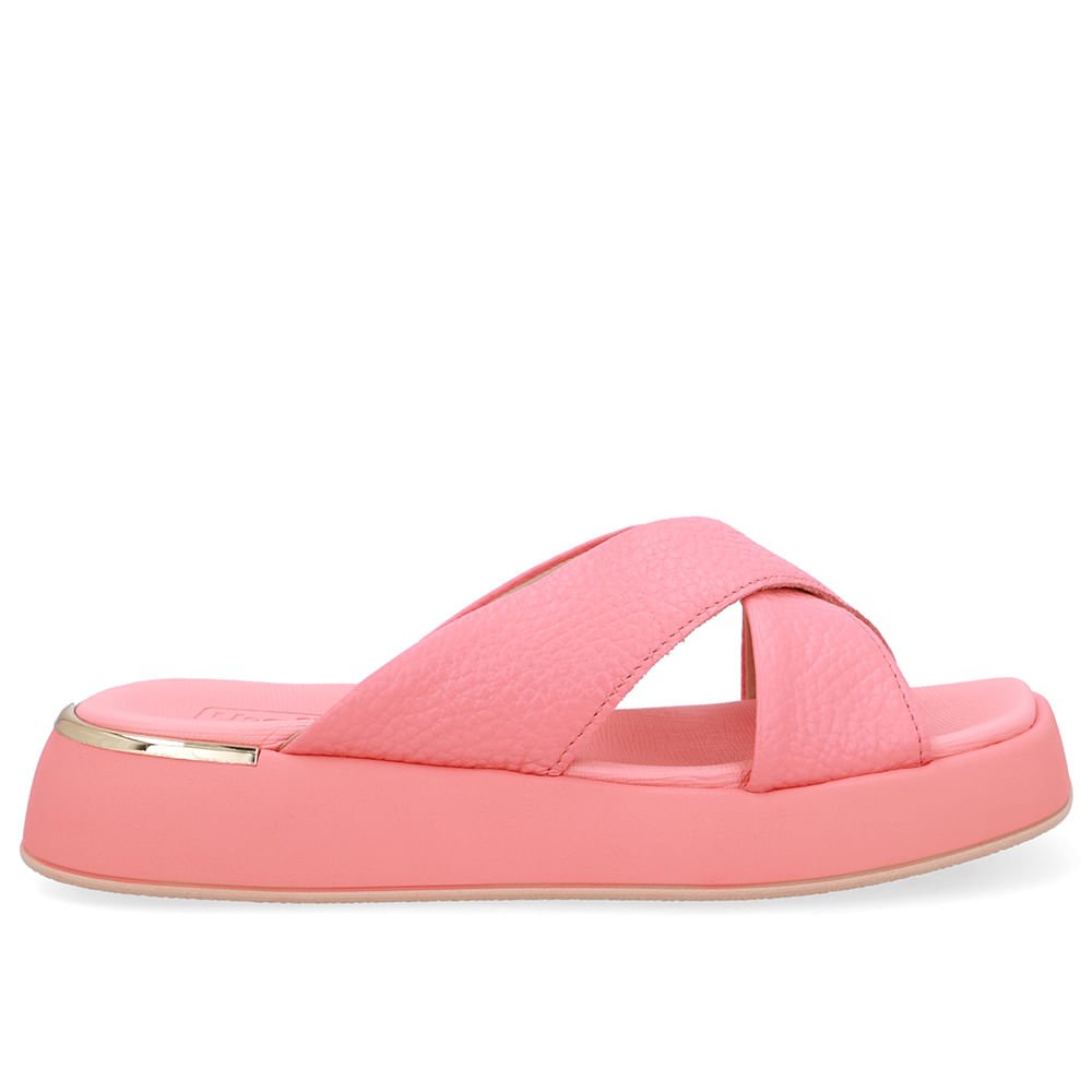 Tamanco Couro Laranja Tira Cruzada