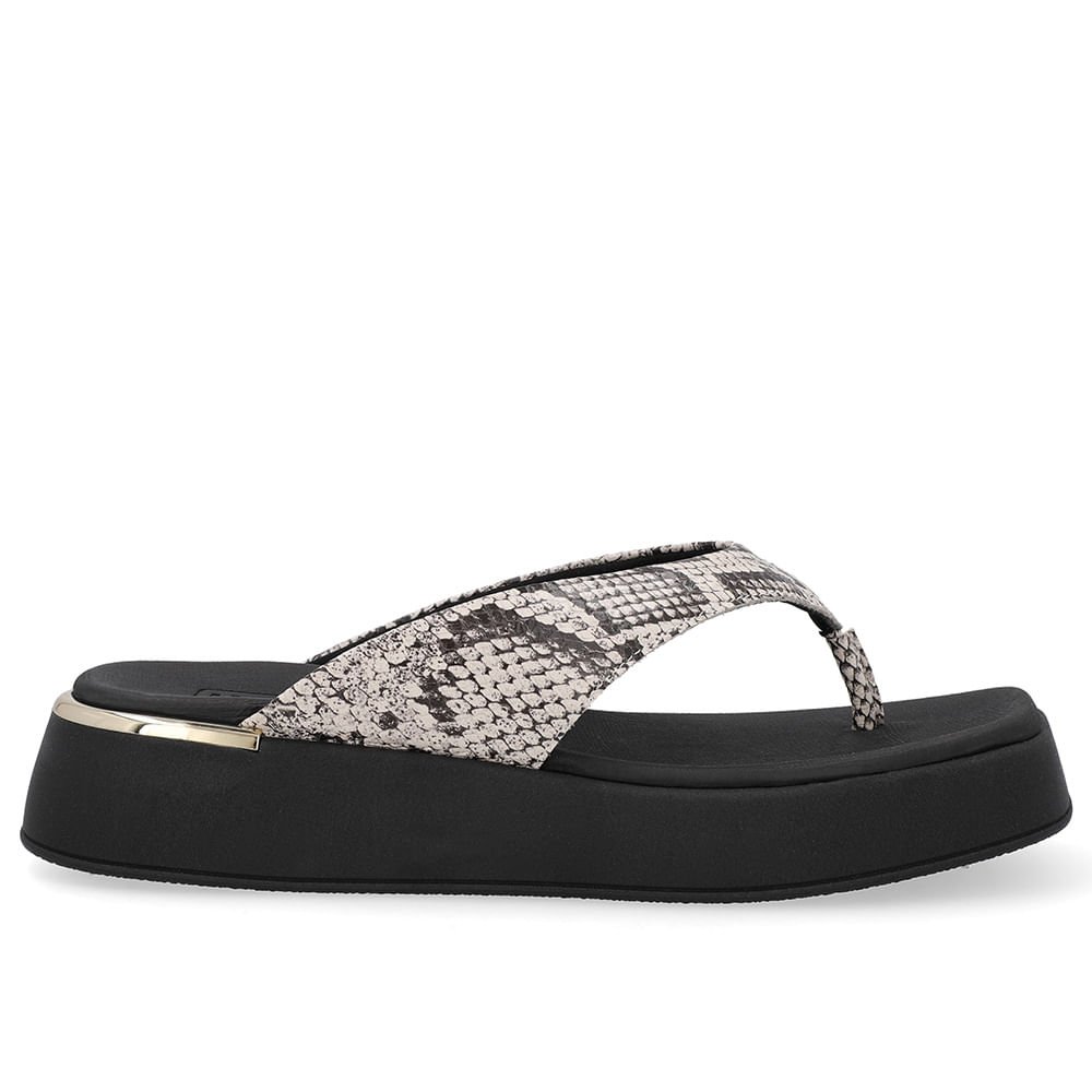 Chinelo Plataforma Couro Cobra Natural