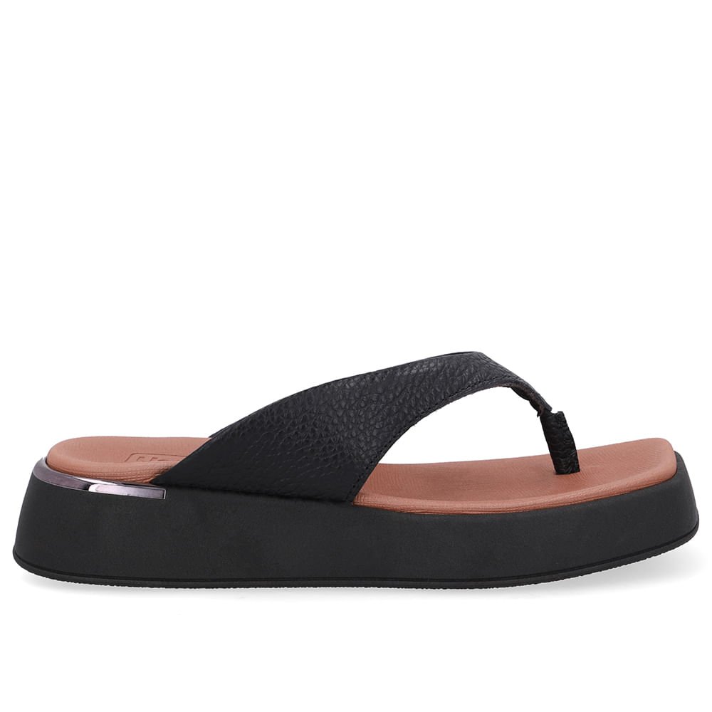 Chinelo Plataforma Couro Preto