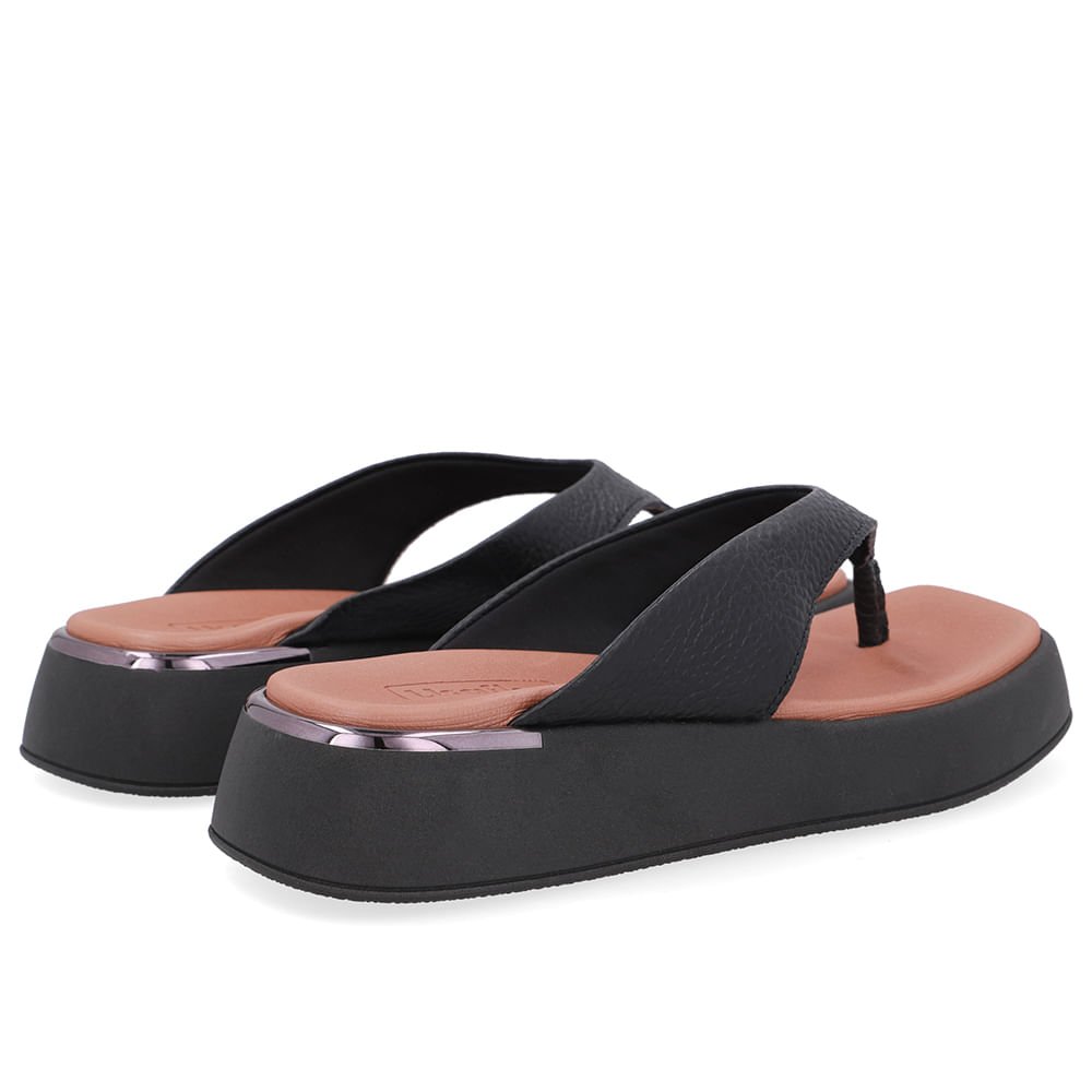 Chinelo Plataforma Couro Preto Preto 3