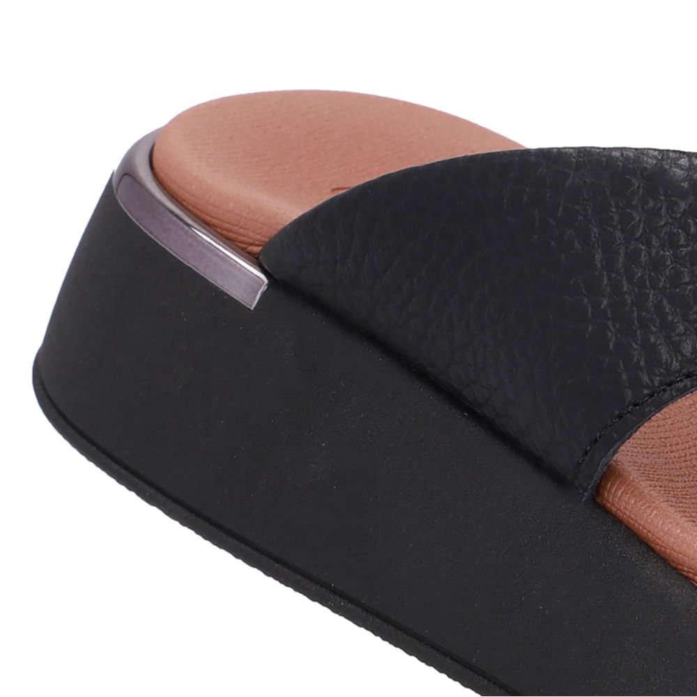 Chinelo Plataforma Couro Preto Preto 4