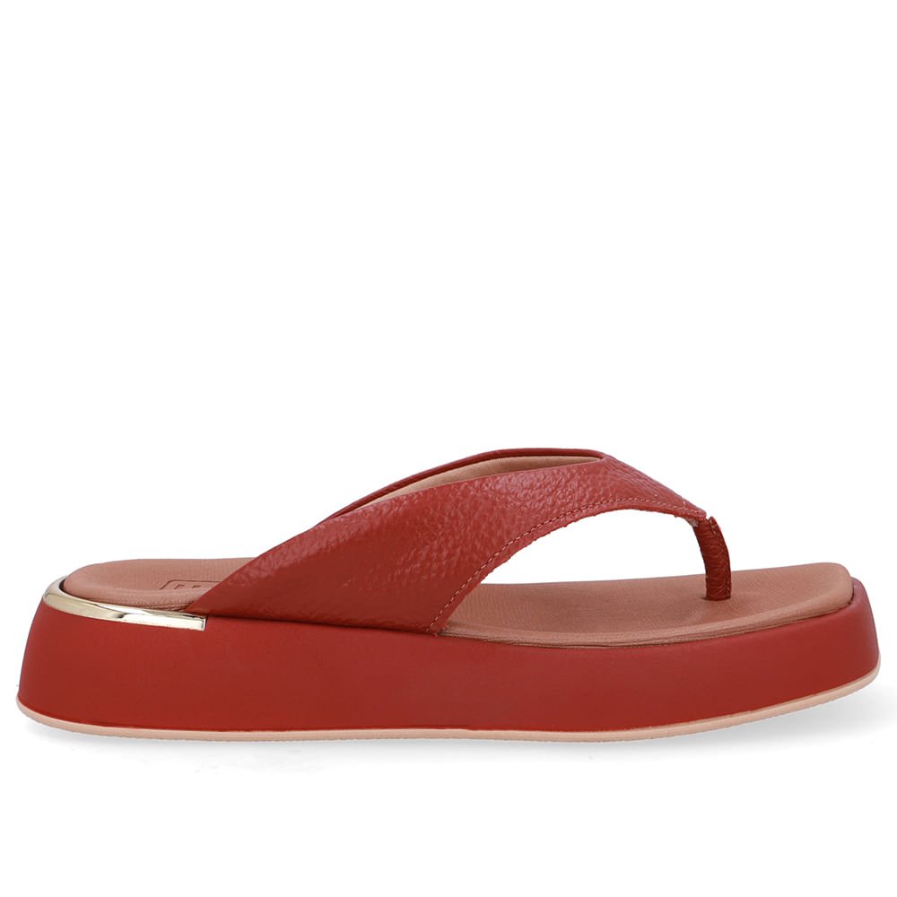 Chinelo Plataforma Couro Marrom