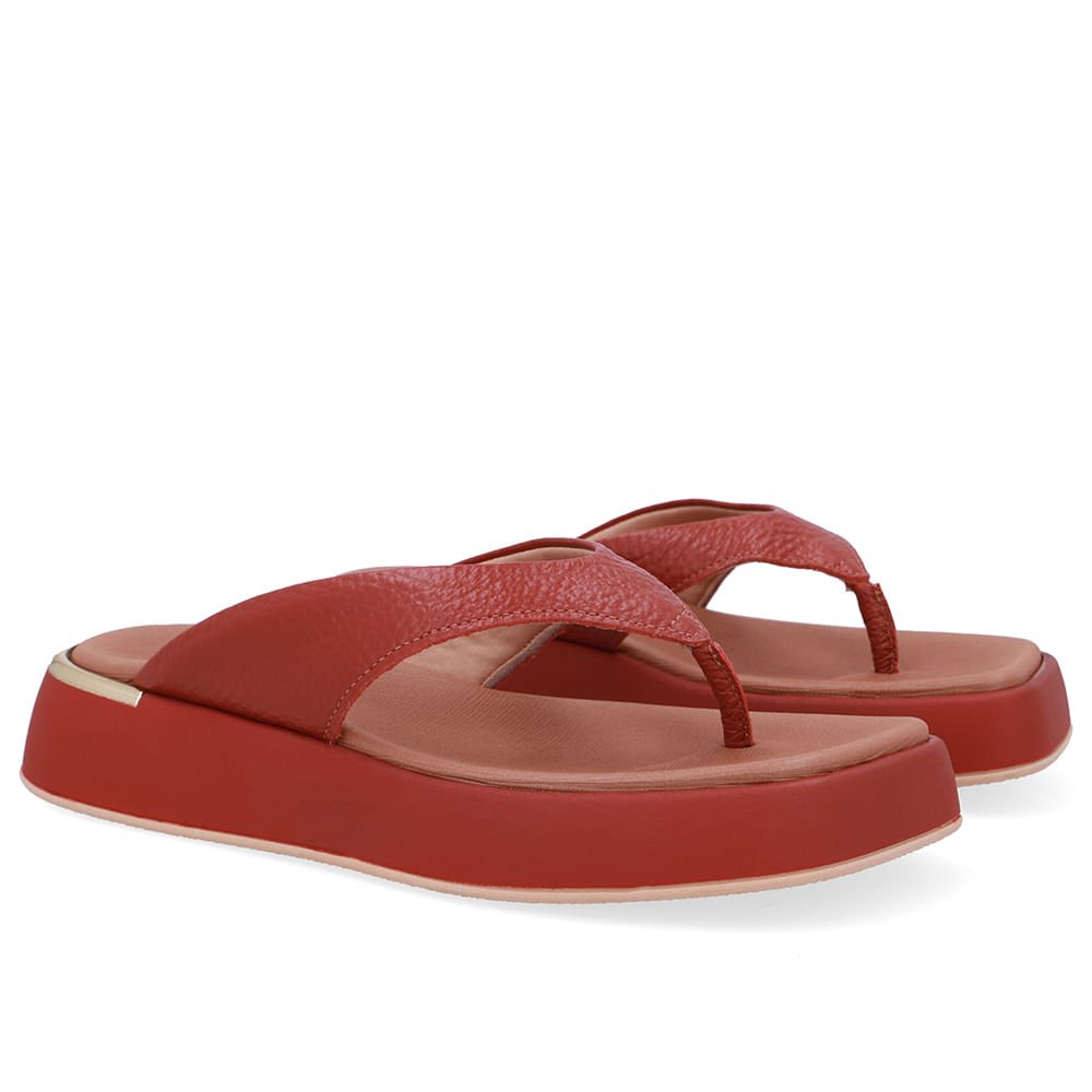 Chinelo Plataforma Couro Marrom Marrom 2
