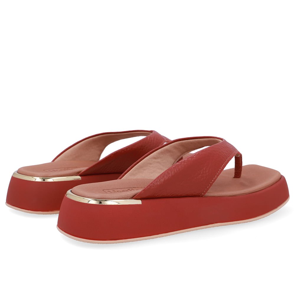 Chinelo Plataforma Couro Marrom Marrom 3