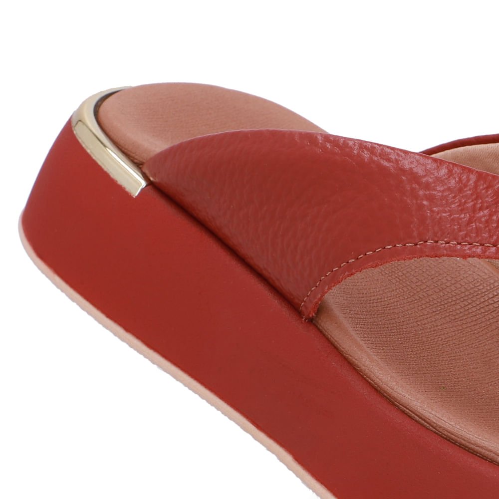 Chinelo Plataforma Couro Marrom Marrom 4