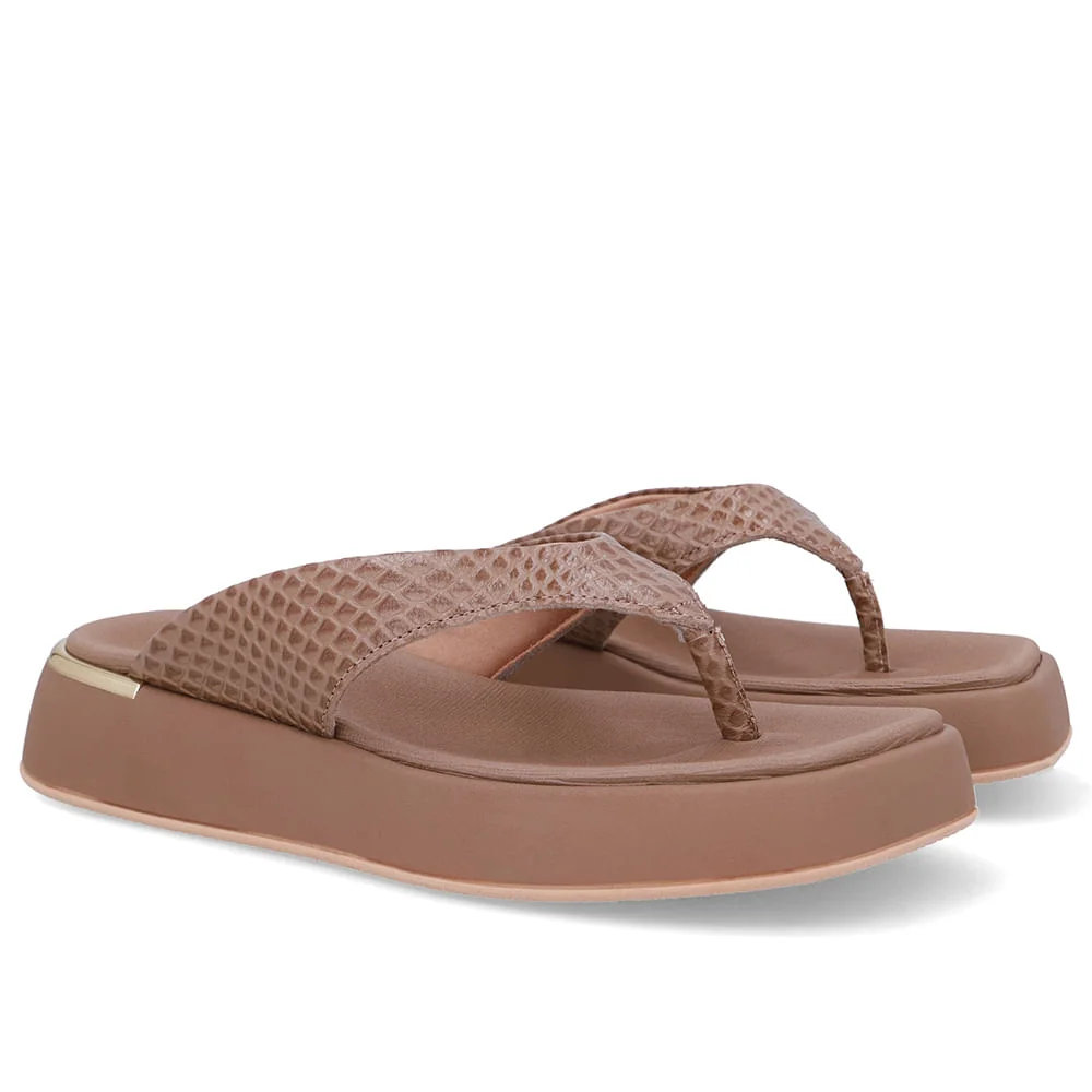 Chinelo Plataforma Couro Marrom Fendi Marrom 2