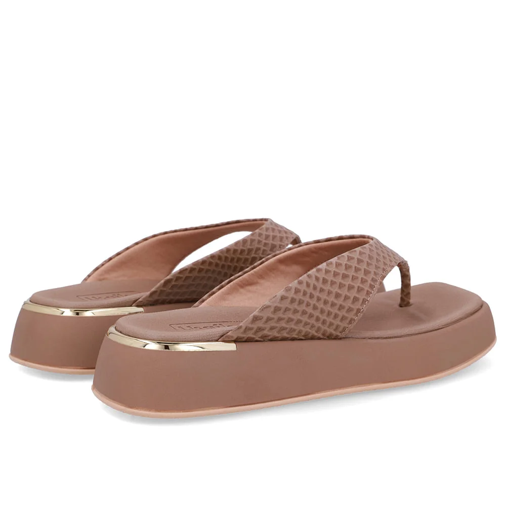 Chinelo Plataforma Couro Marrom Fendi Marrom 3