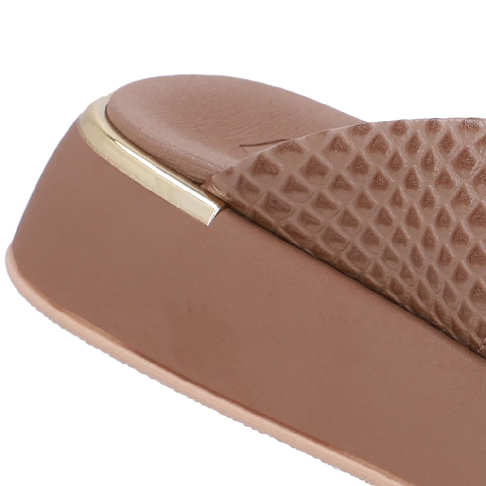 Chinelo Plataforma Couro Marrom Fendi Marrom 4