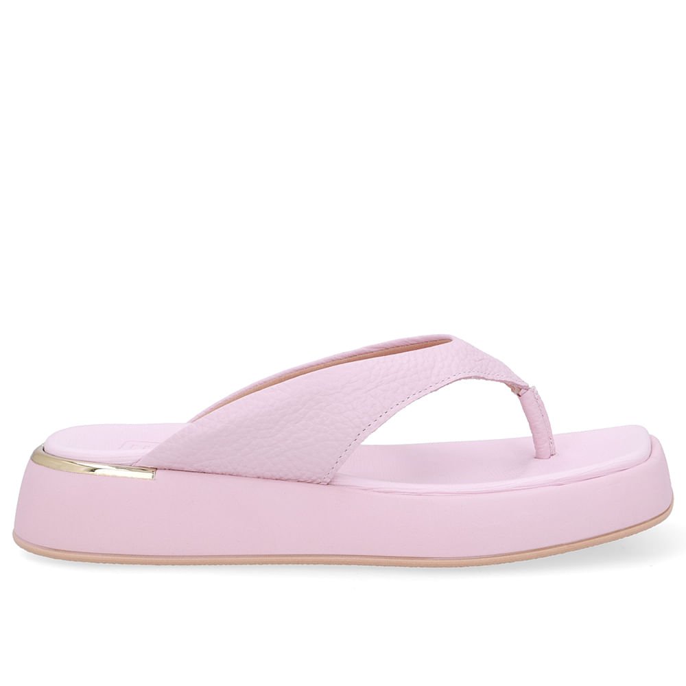Chinelo Plataforma Couro Rosa