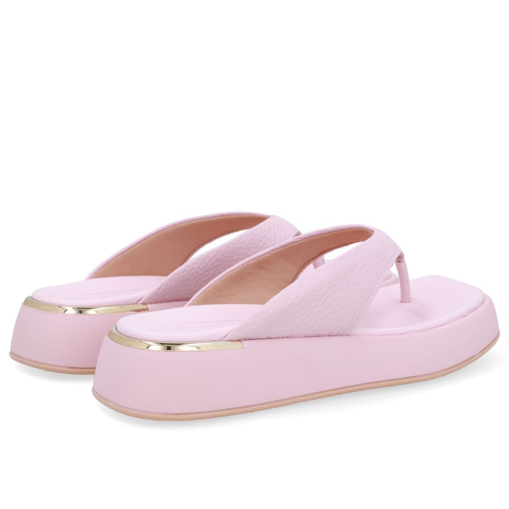 Chinelo Plataforma Couro Rosa Rosa 3