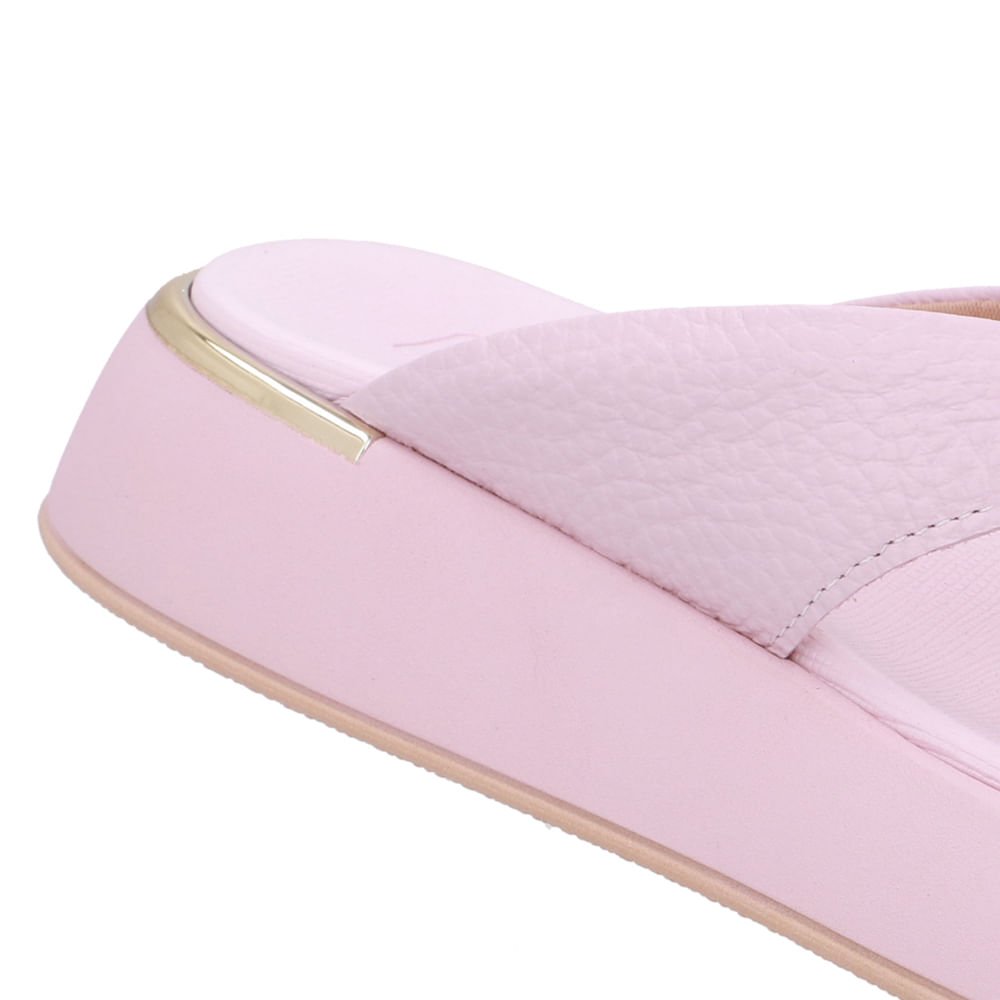 Chinelo Plataforma Couro Rosa Rosa 4