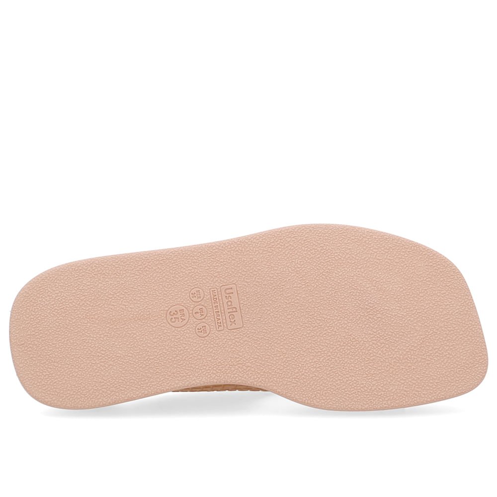 Chinelo Plataforma Couro Bege Creme Creme 5