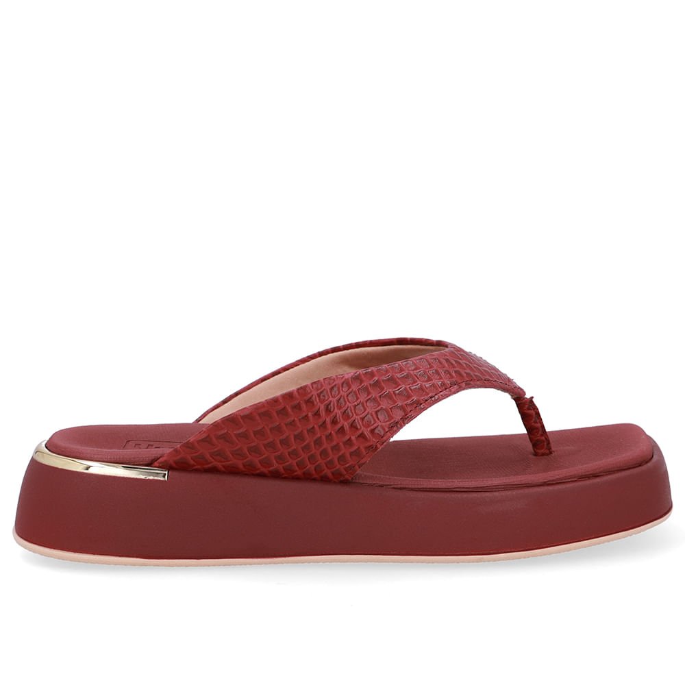 Chinelo Plataforma Couro Vermelho