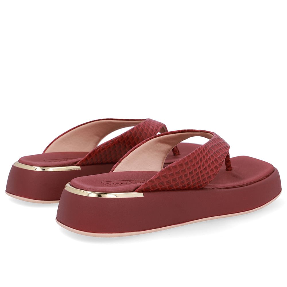 Chinelo Plataforma Couro Vermelho Vermelho 3