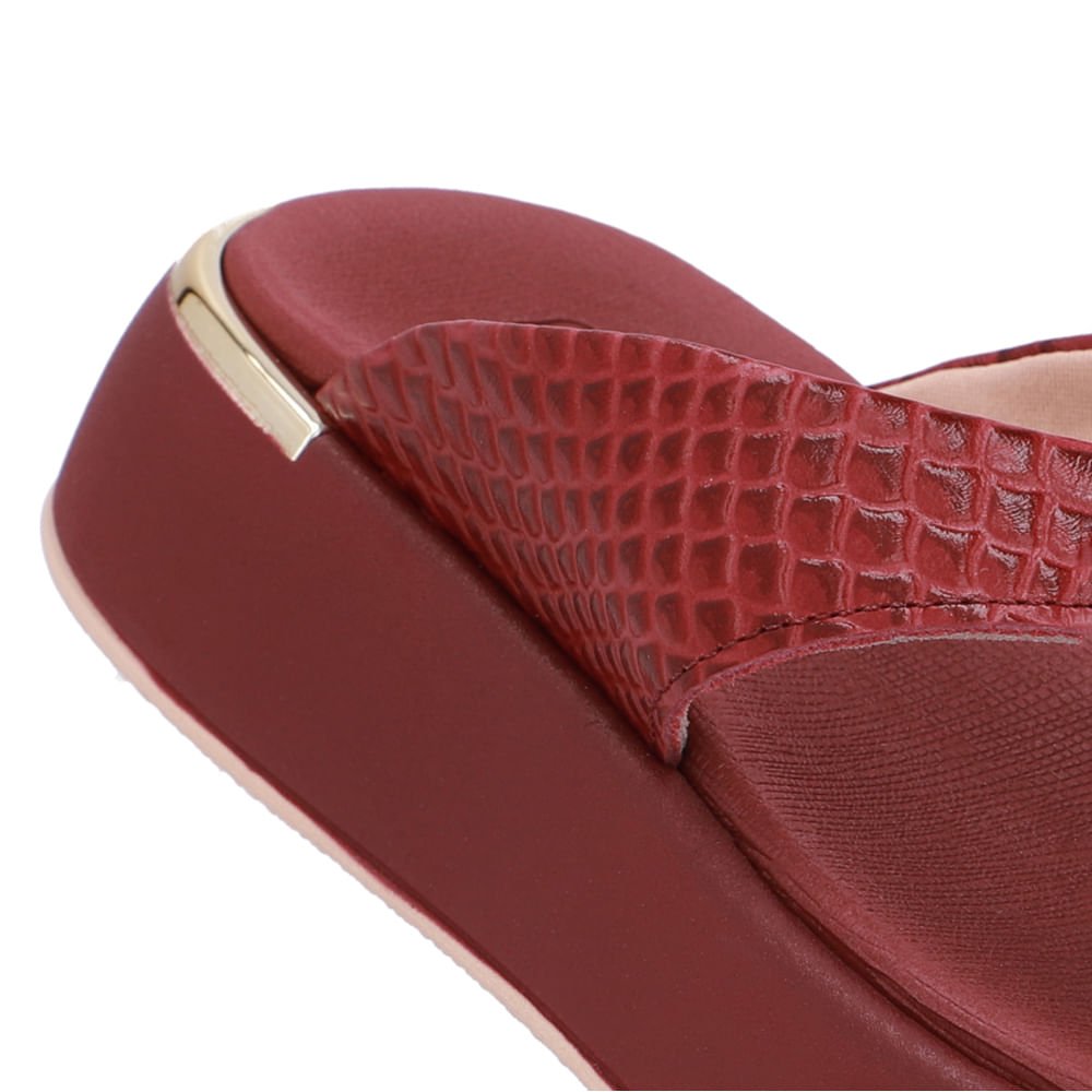 Chinelo Plataforma Couro Vermelho Vermelho 4