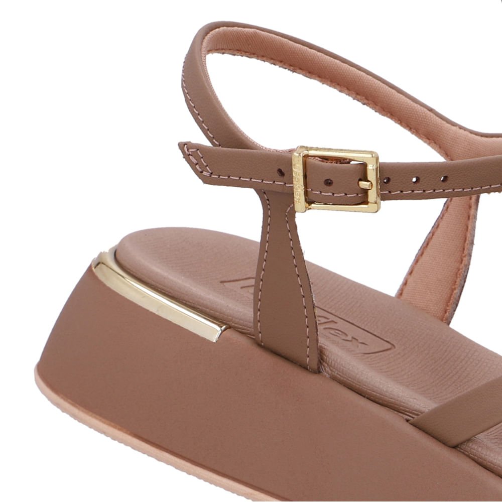 Sandália Salto Baixo Couro Marrom Tiras Marrom 4
