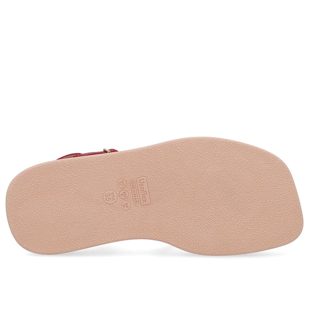 Sandália Salto Baixo Couro Vermelha Tiras Vermelho 5