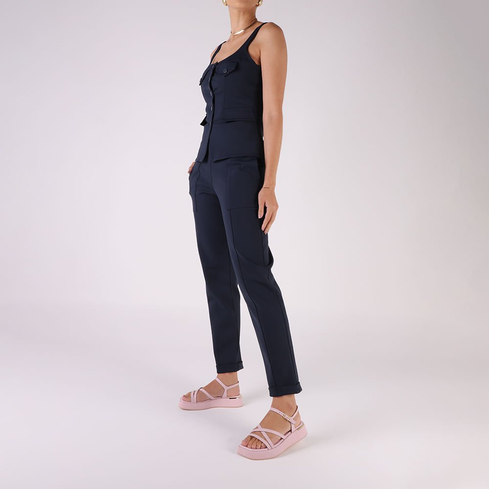 Sandália Salto Baixo Couro Rosa Tiras Rosa 4