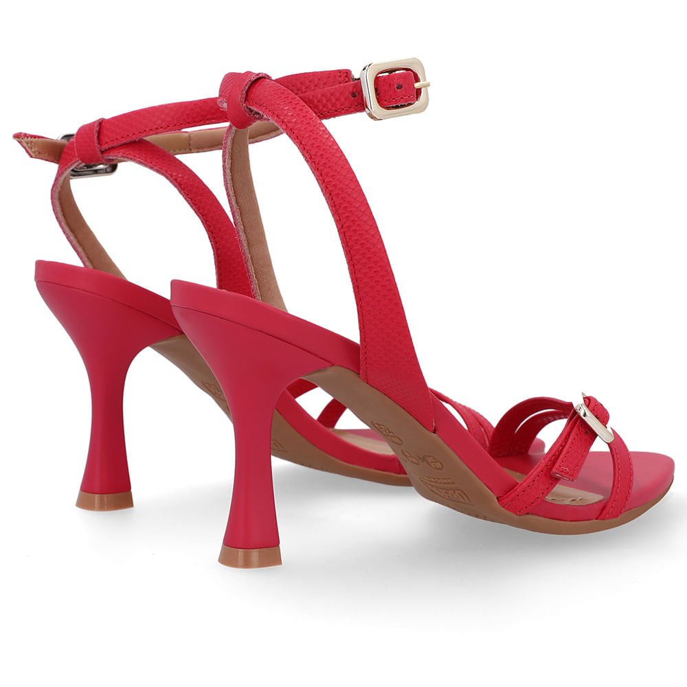 Sandália Salto Fino Couro Rosa Bico Folha Rosa 3