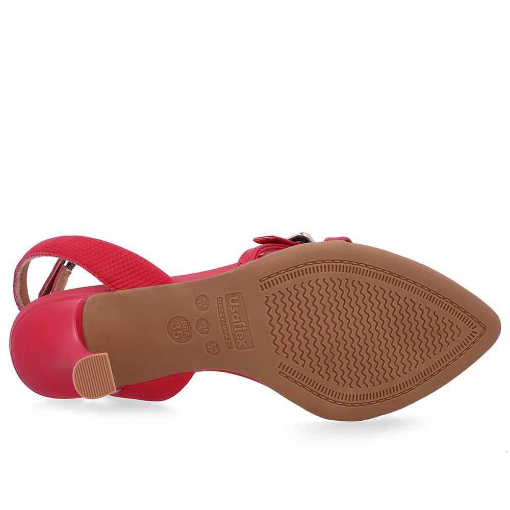 Sandália Salto Fino Couro Rosa Bico Folha Rosa 5