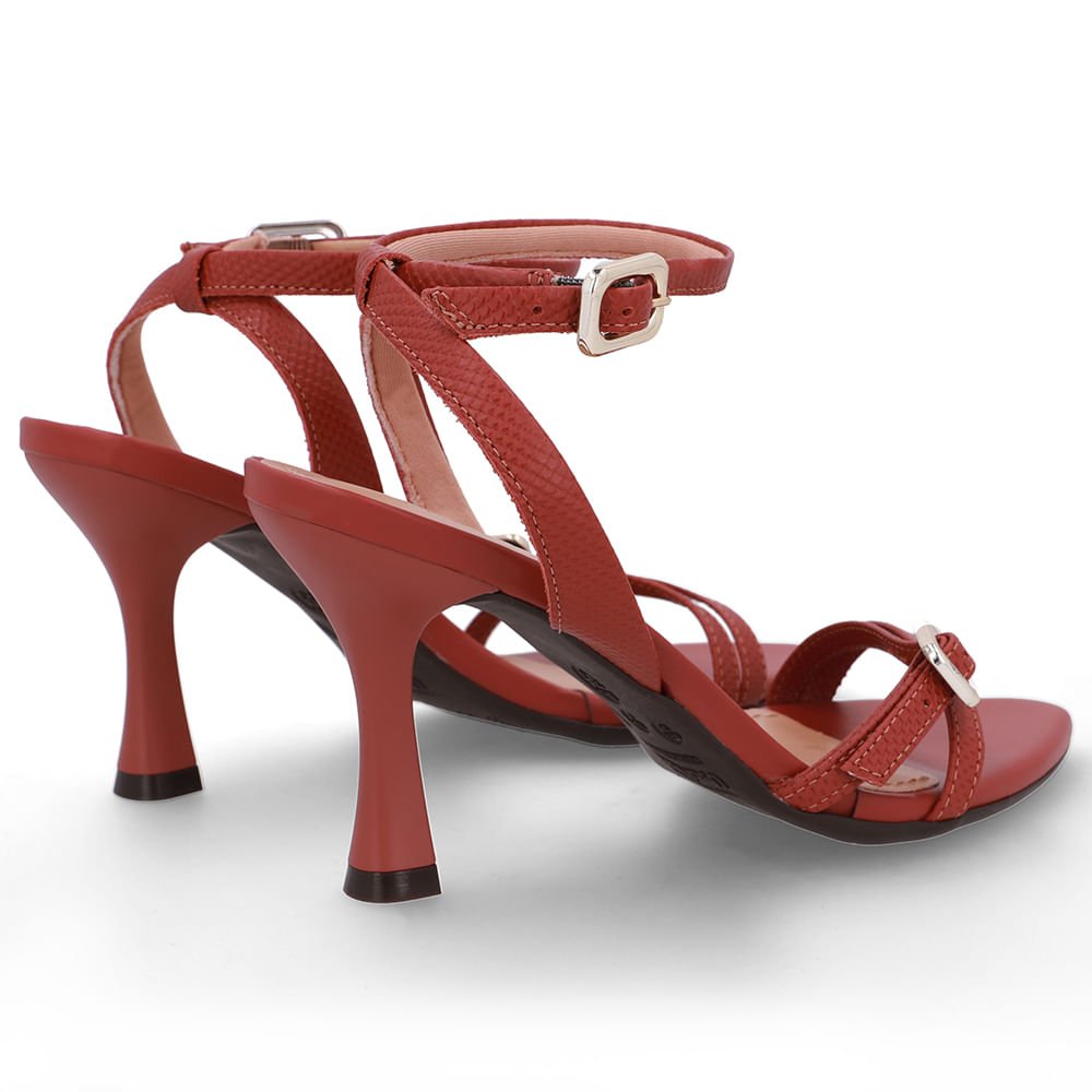 Sandália Salto Fino Couro Marrom Bico Folha Marrom 3