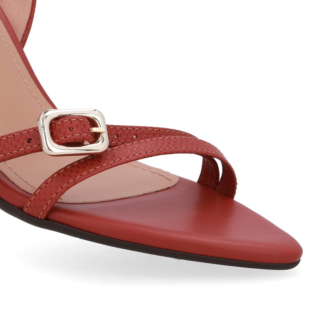 Sandália Salto Fino Couro Marrom Bico Folha Marrom 4