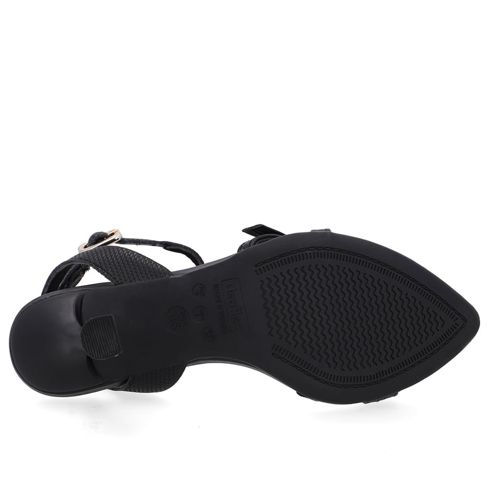 Sandália Salto Fino Couro Preta Bico Folha Preto 5