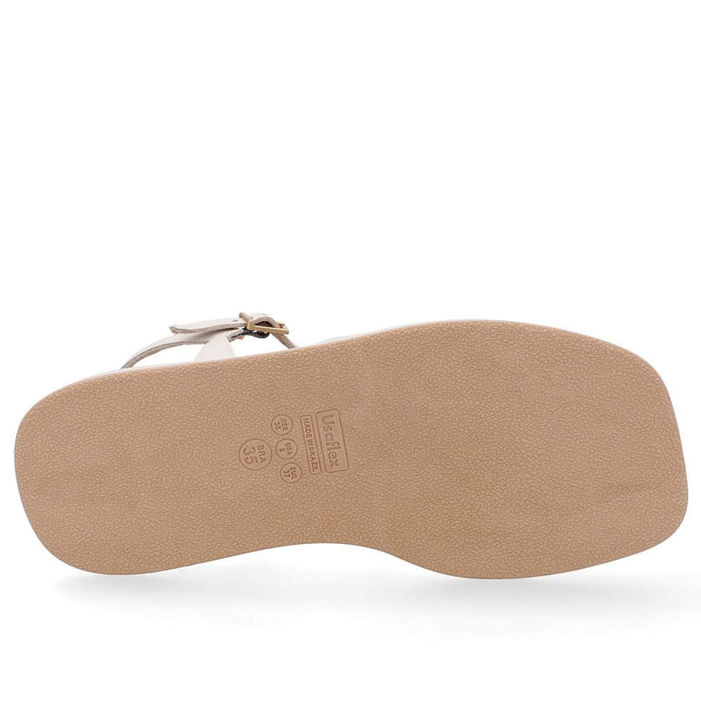 Sandália Salto Baixo Couro Branca Marfim Tiras Marfim 5