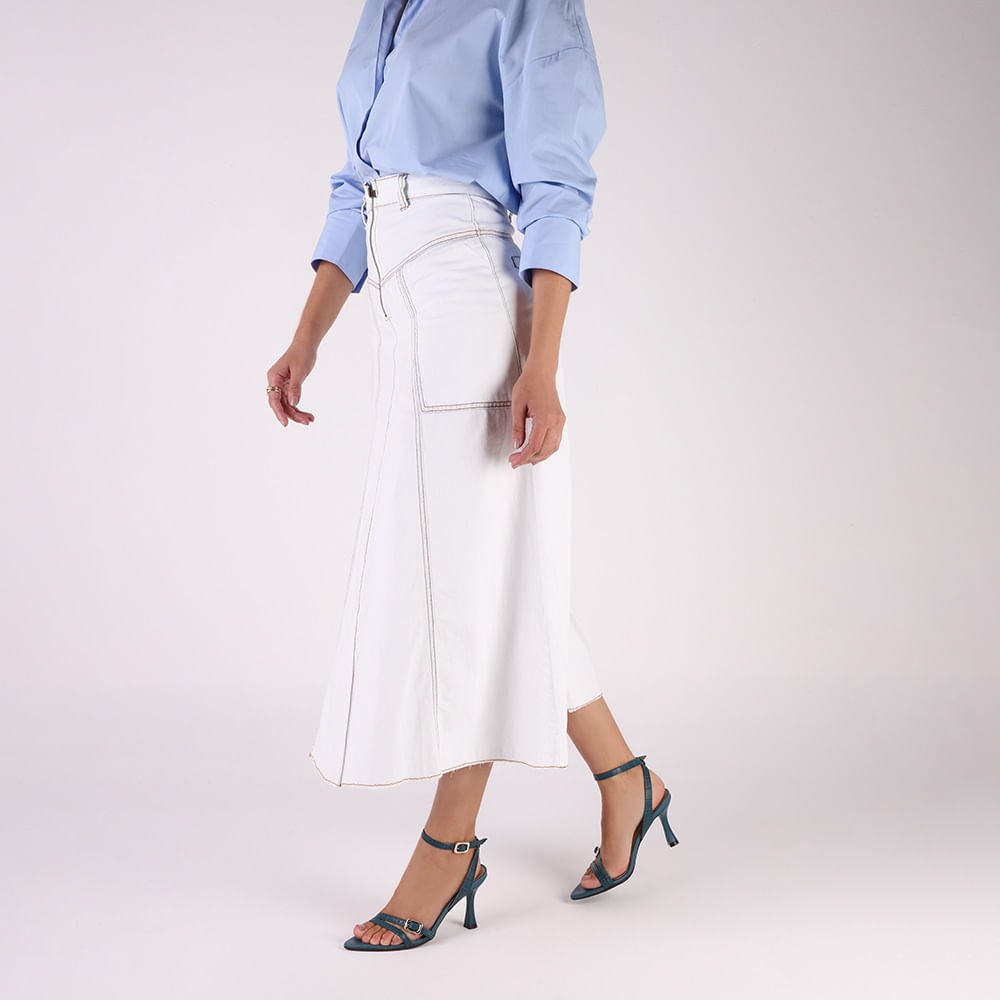 Sandália Salto Fino Couro Azul Bico Folha Azul 4