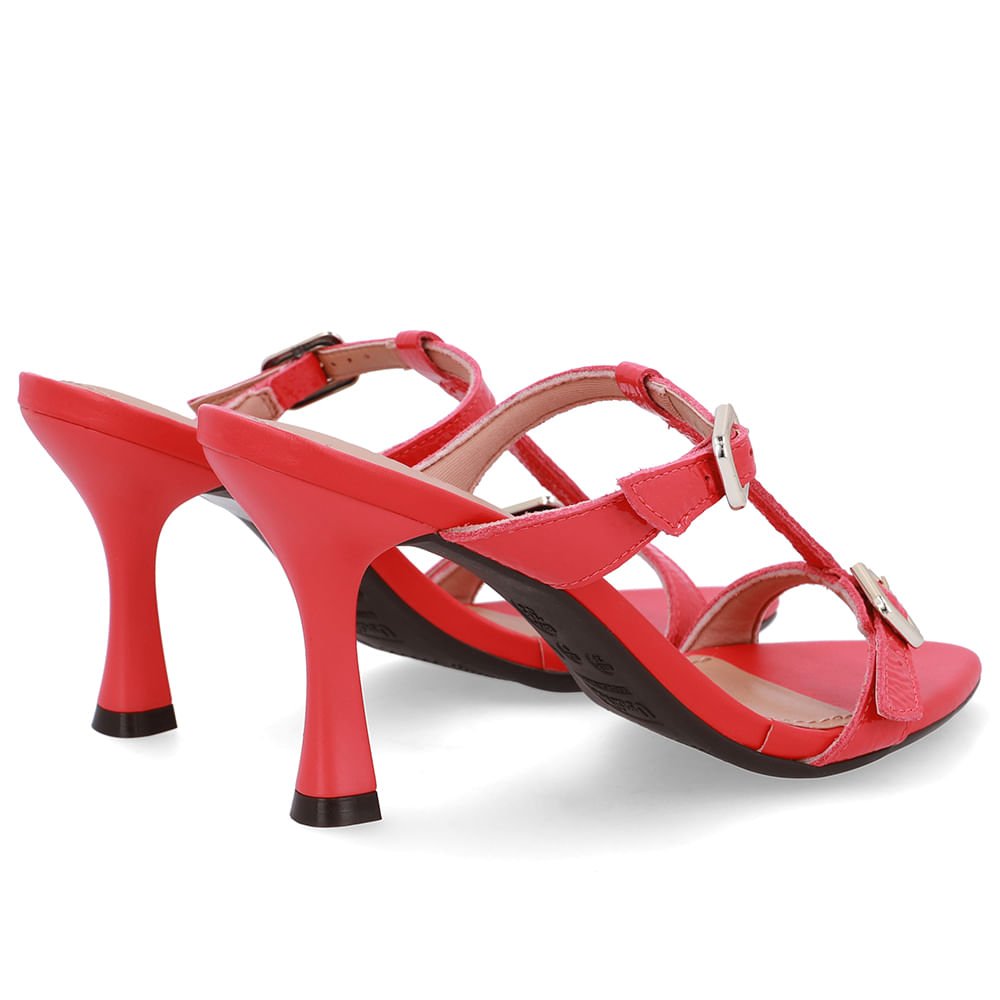 Tamanco Couro Vermelho Bico Folha Vermelho 3