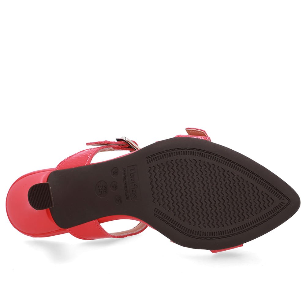 Tamanco Couro Vermelho Bico Folha Vermelho 5