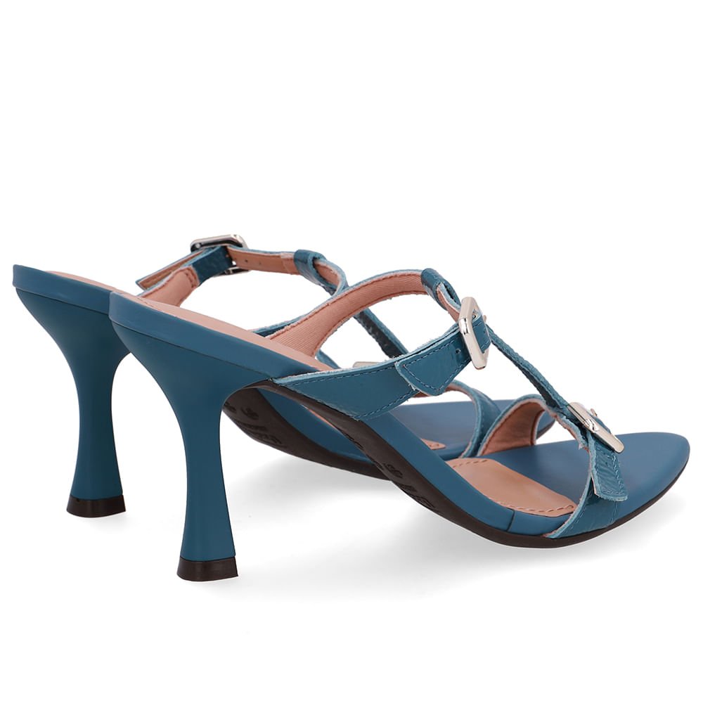 Tamanco Couro Azul Bico Folha Azul 3