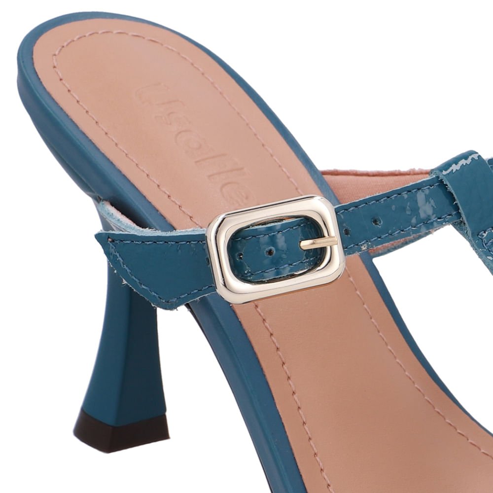 Tamanco Couro Azul Bico Folha Azul 4