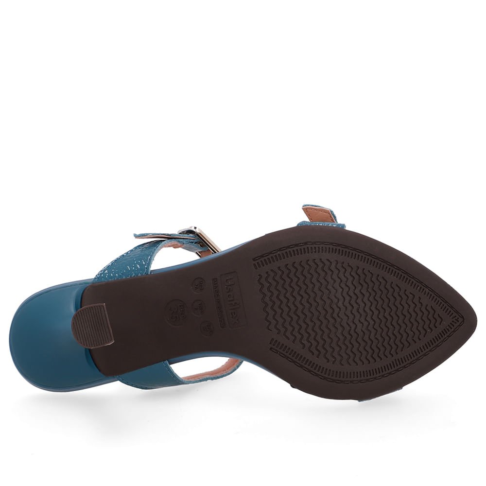 Tamanco Couro Azul Bico Folha Azul 5