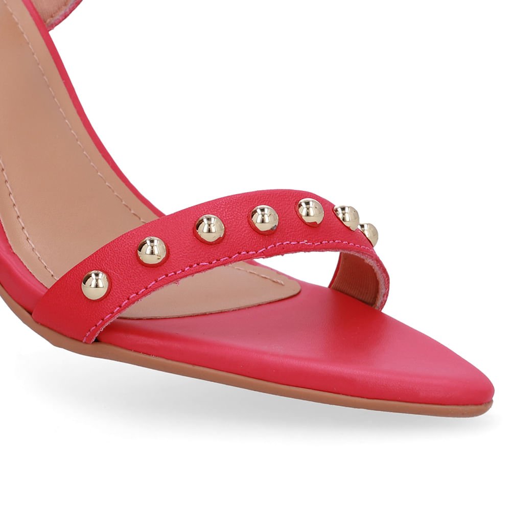 Sandália Salto Alto Couro Rosa Bico Folha Rosa 4