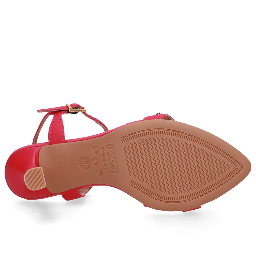 Sandália Salto Alto Couro Rosa Bico Folha Rosa 5