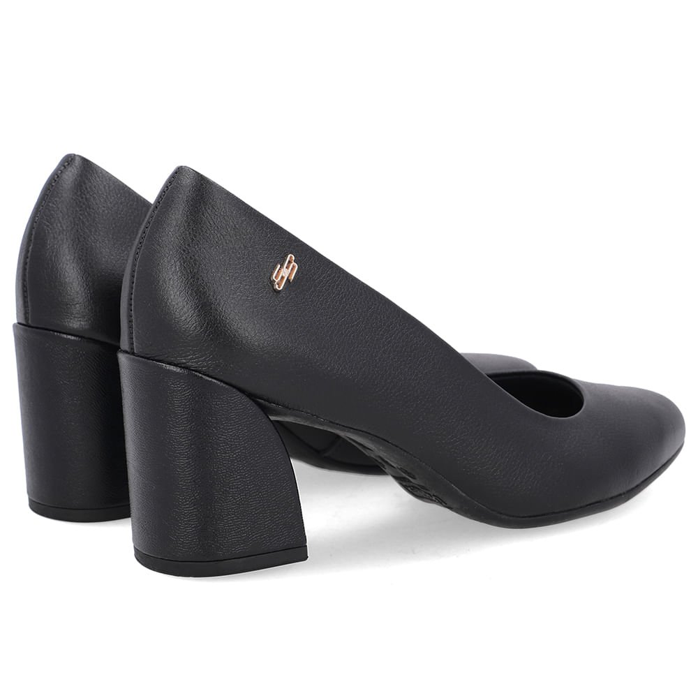 Scarpin Preto Couro Salto Geométrico Preto 3