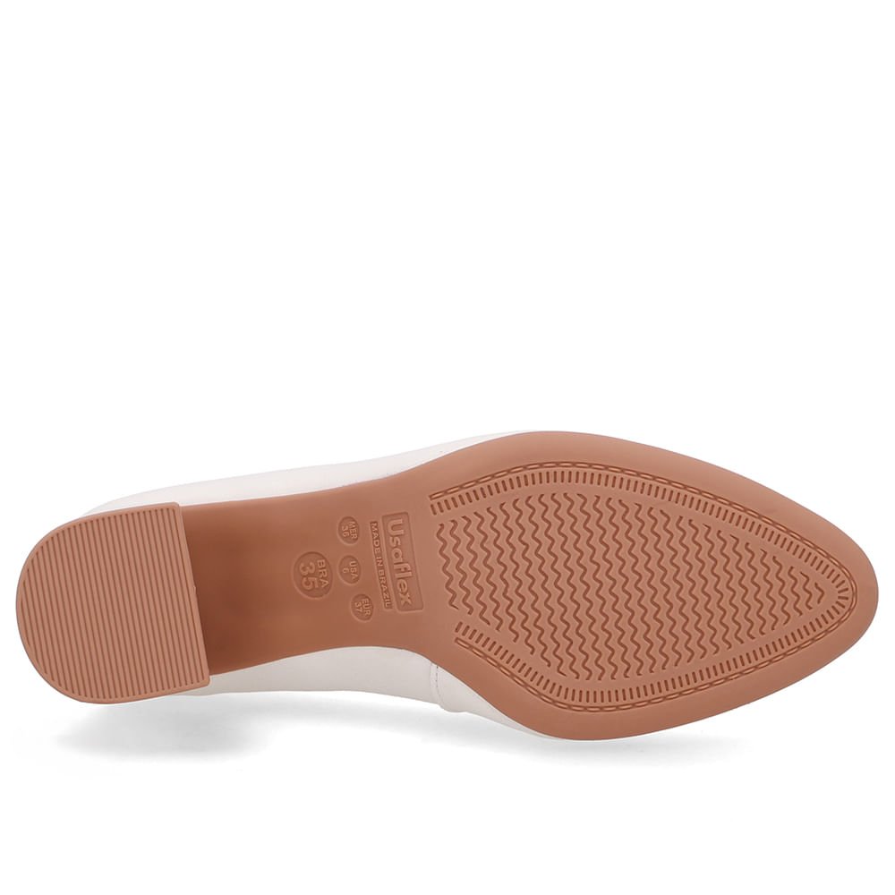 Scarpin Branco Marfim Couro Salto Geométrico Marfim 5
