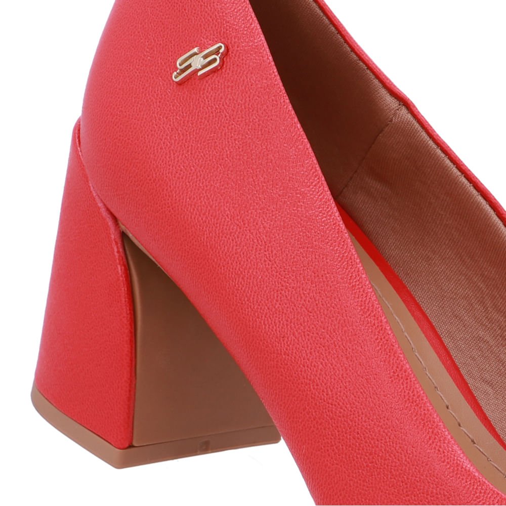 Scarpin Vermelho Couro Salto Geométrico Vermelho 4